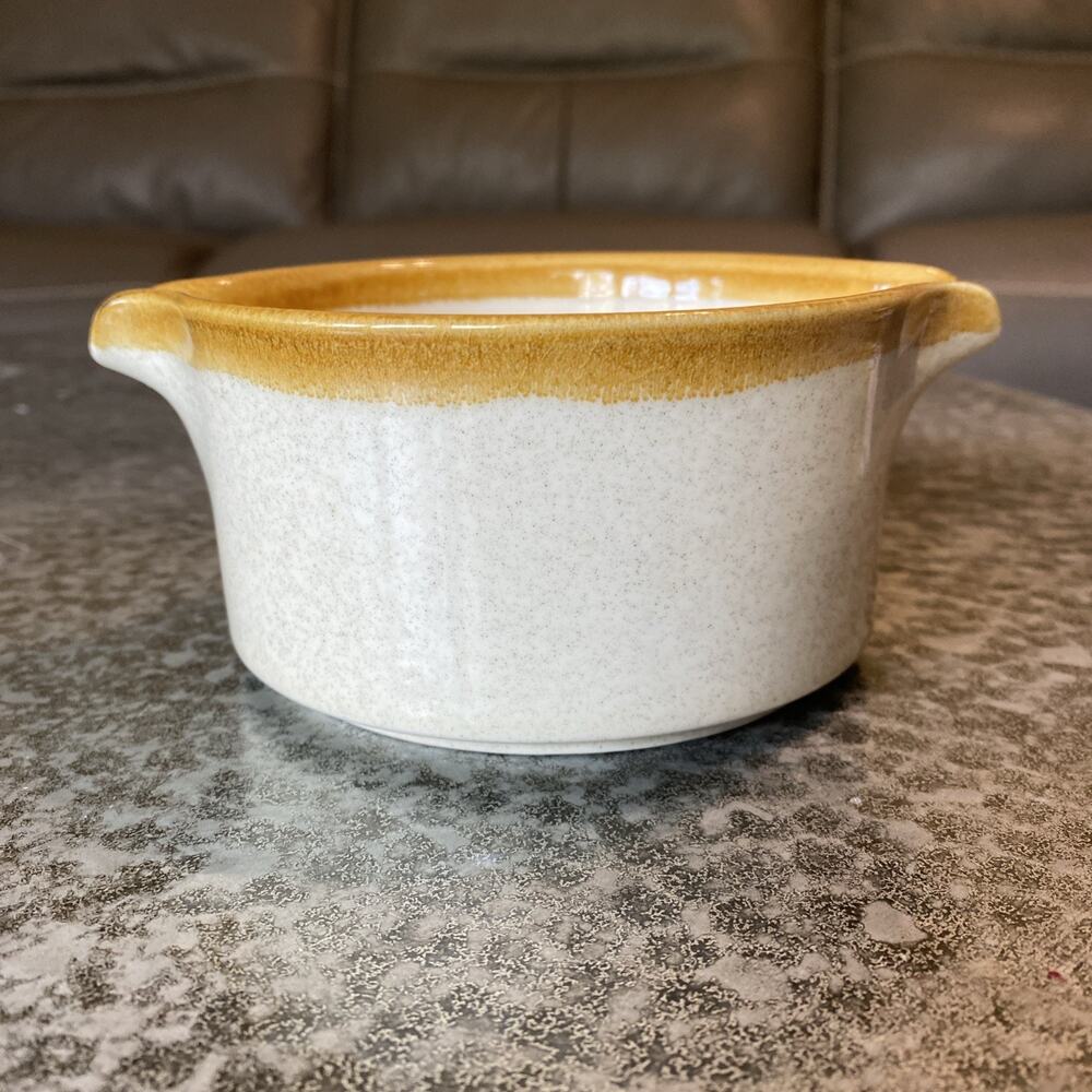 Mikasa Stone Manor Double Spout Gravy Boat Harvest Gold Speck F5800 Vtg